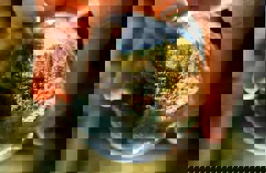 A person holding a globe showcasing green energy through PAS 2060